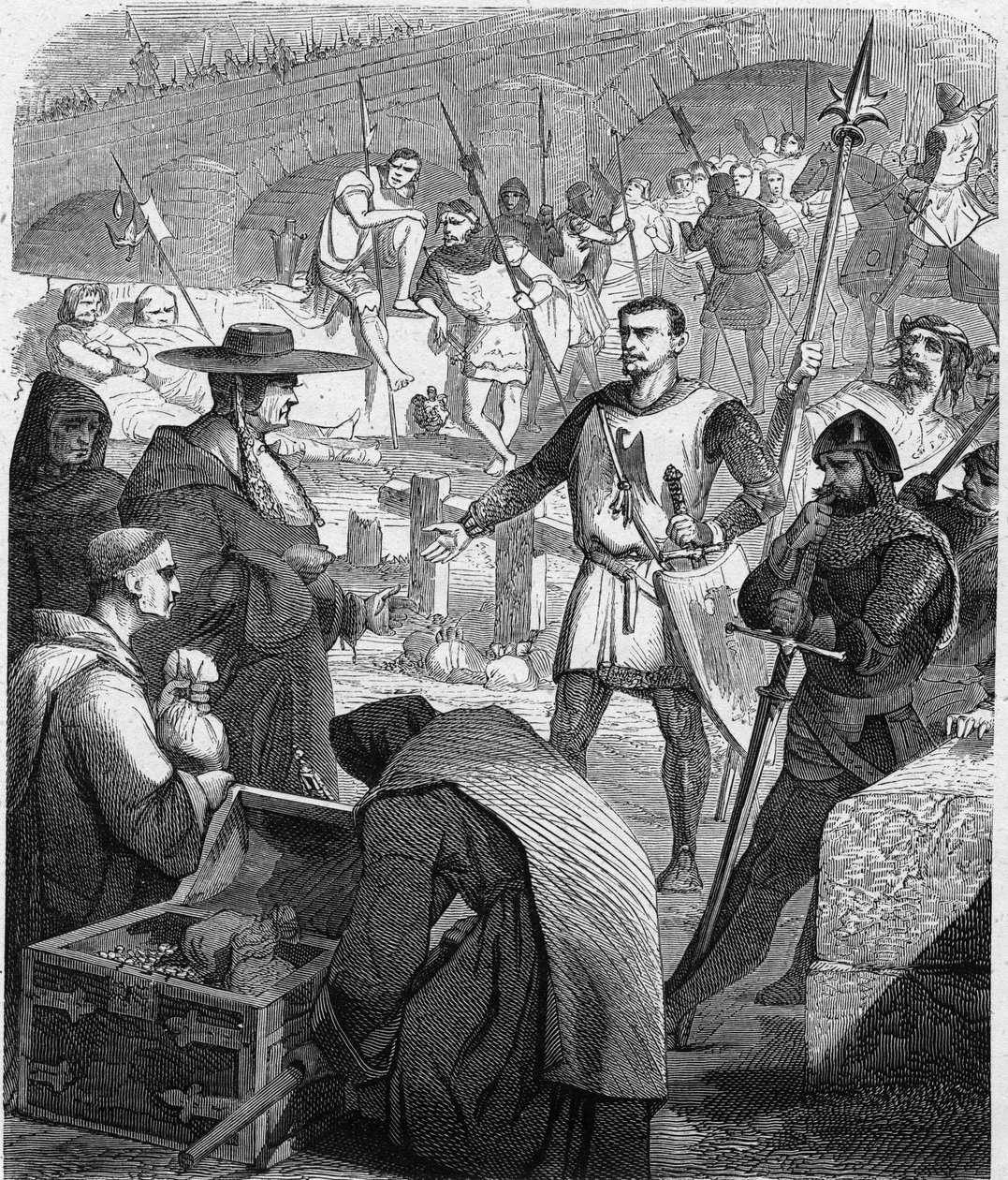 Bertrand du Guesclin connétable de France refusant de recevoir de l'argent des habitants d'Avignon